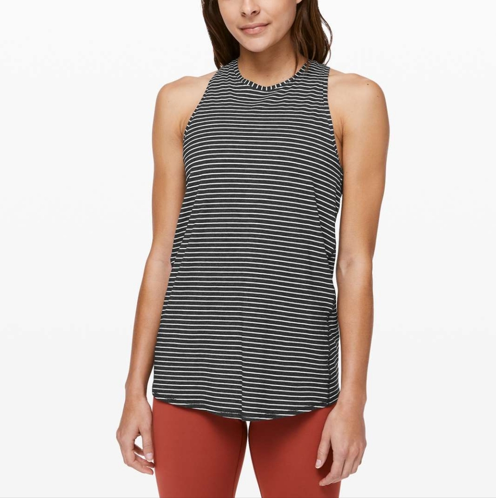 Lululemon All Tied Up Tank in Modern Stripe Heathered Black White